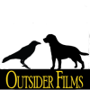 The Outsider Films Logo. It has a crow and a labrador retriever.